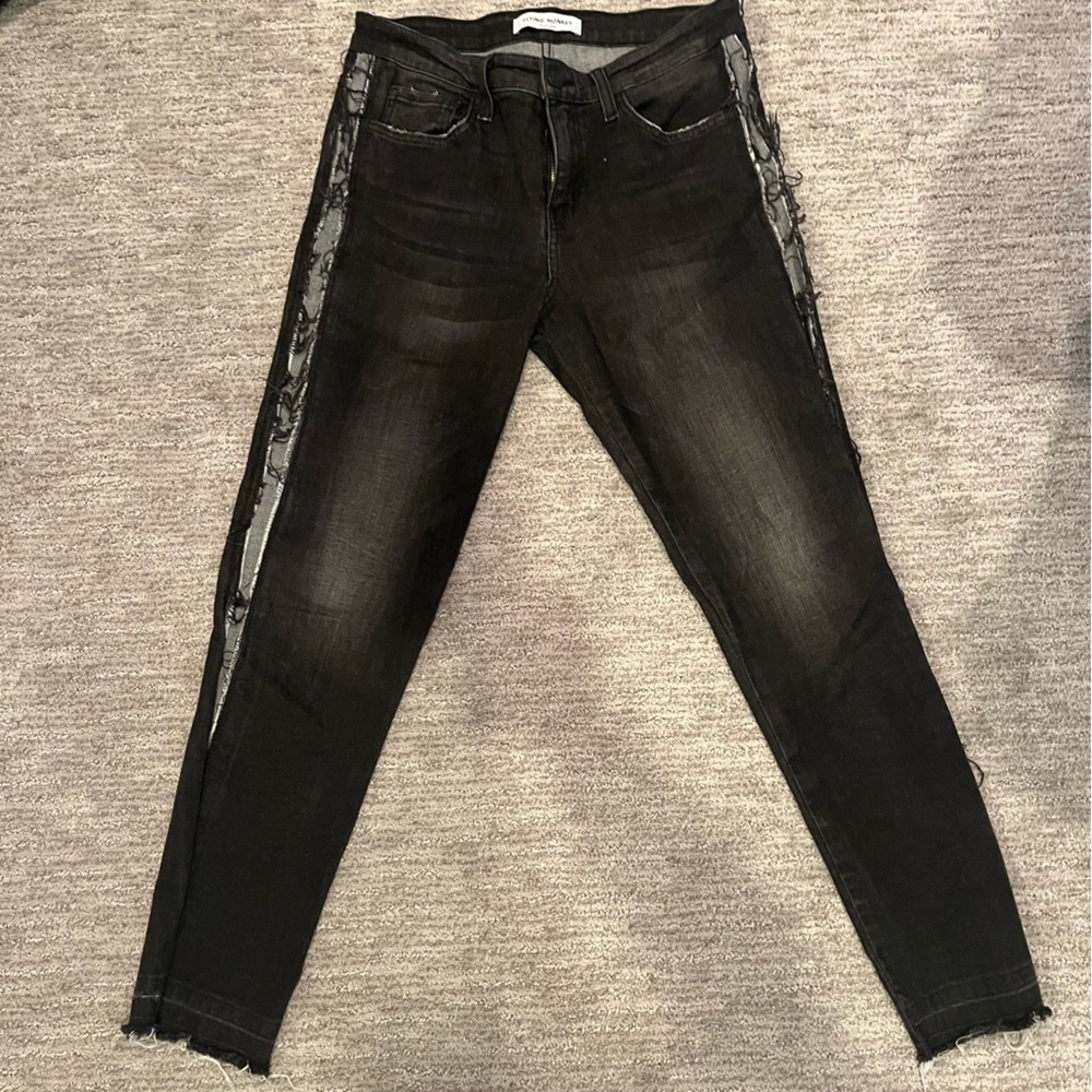 Flying Monkey Distressed Black Jeans